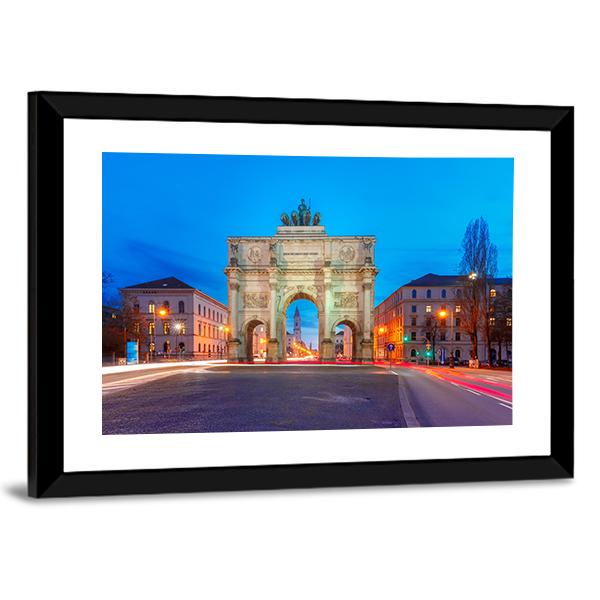 Siegestor Triumphal Arch at Twilight Canvas Wall Art