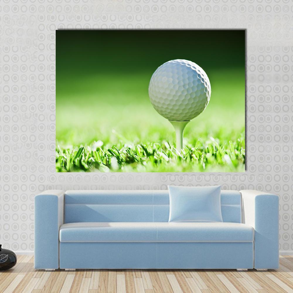 Golf Ball On Green Grass Canvas Wall Art-1 Piece-Gallery Wrap-36" x 24"-Tiaracle