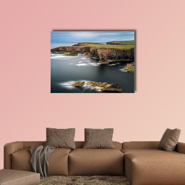 Yesnaby Cliffs With Castle Rock Canvas Wall Art-1 Piece-Gallery Wrap-36" x 24"-Tiaracle