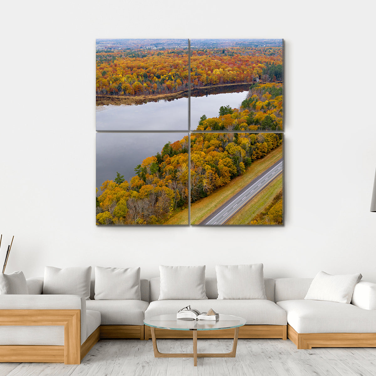 Fall Color In New England Canvas Wall Art-4 Square-Gallery Wrap-17" x 17"-Tiaracle