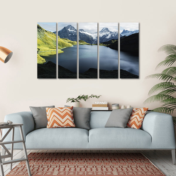 Lake In Swiss Alps Canvas Wall Art-5 Horizontal-Gallery Wrap-22" x 12"-Tiaracle