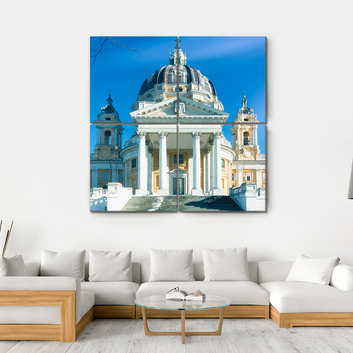 Basilica Of Superga Italy Canvas Wall Art-4 Square-Gallery Wrap-17" x 17"-Tiaracle