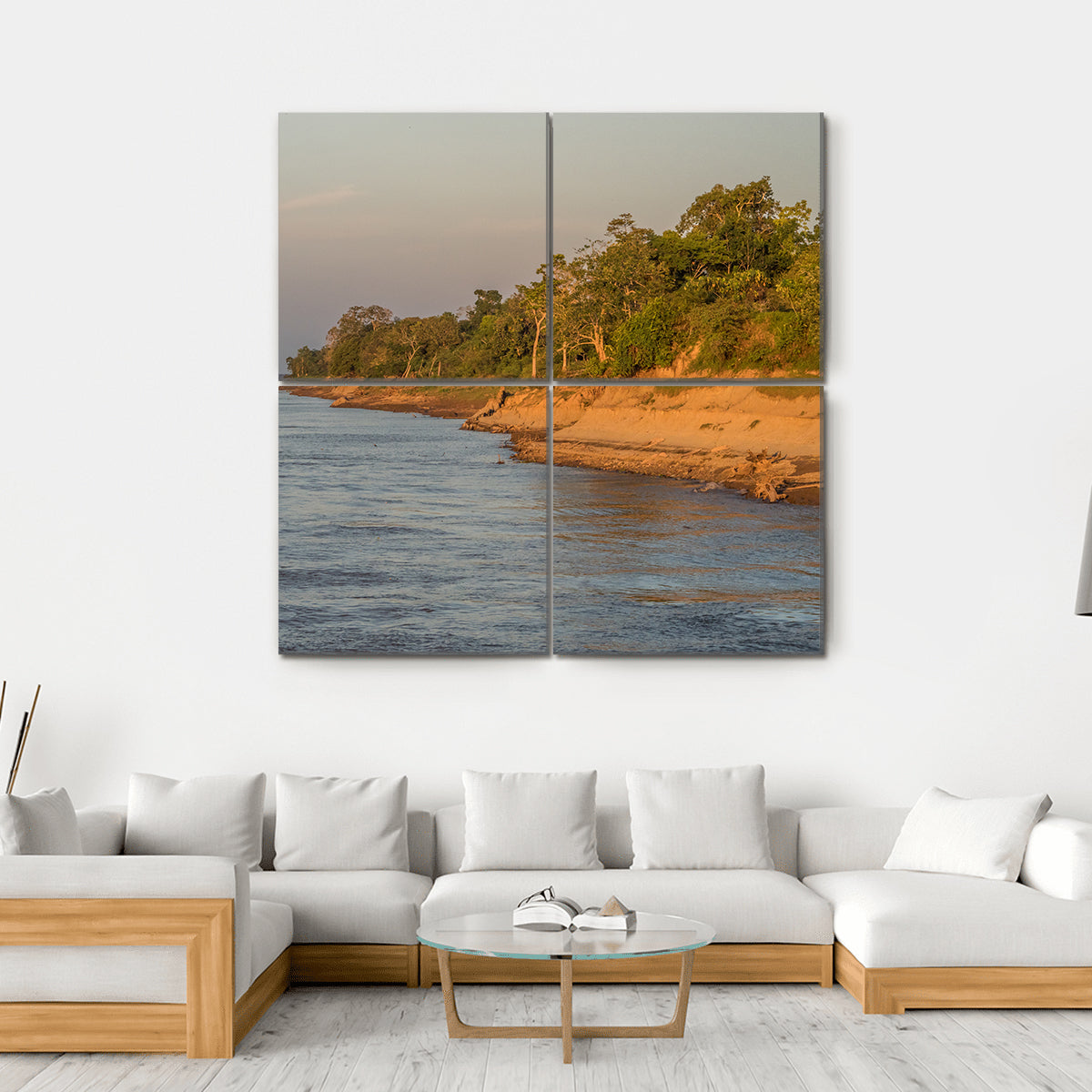 Bank Of The Amazon River Canvas Wall Art-4 Square-Gallery Wrap-17" x 17"-Tiaracle