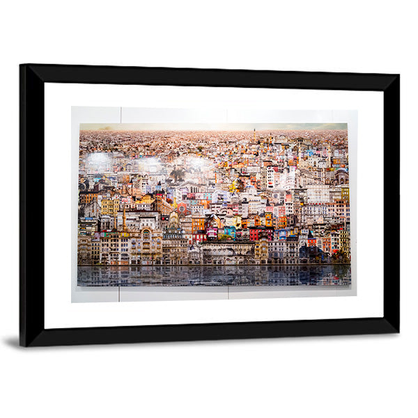 Istanbul Skyline with Water Reflection Canvas Wall Art