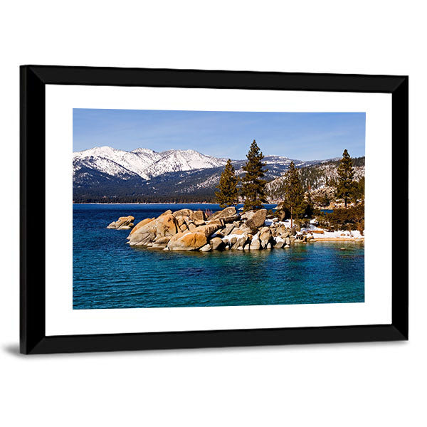 Lake Tahoe In Winter Canvas Wall Art-1 Piece-Framed Print-30" x 20"-Tiaracle