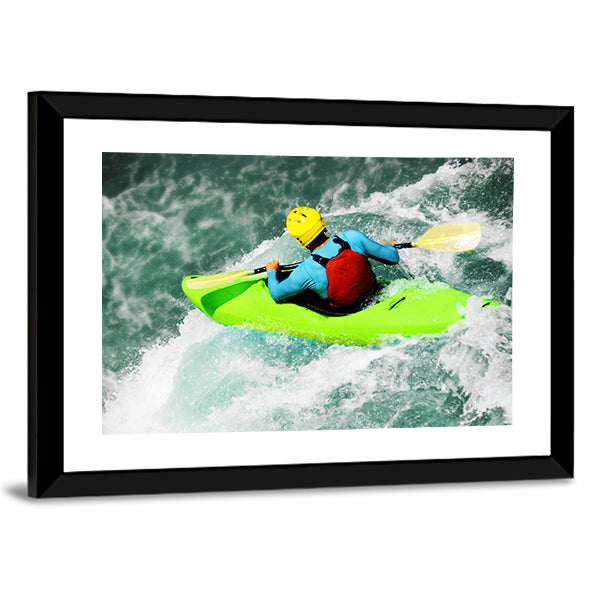 Kayaking in Extreme Fall Canvas Wall Art-1 Piece-Framed Print-20" x 16"-Tiaracle