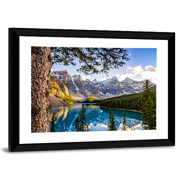Moraine Lake & Mountains Canvas Wall Art-3 Horizontal-Gallery Wrap-25" x 16"-Tiaracle