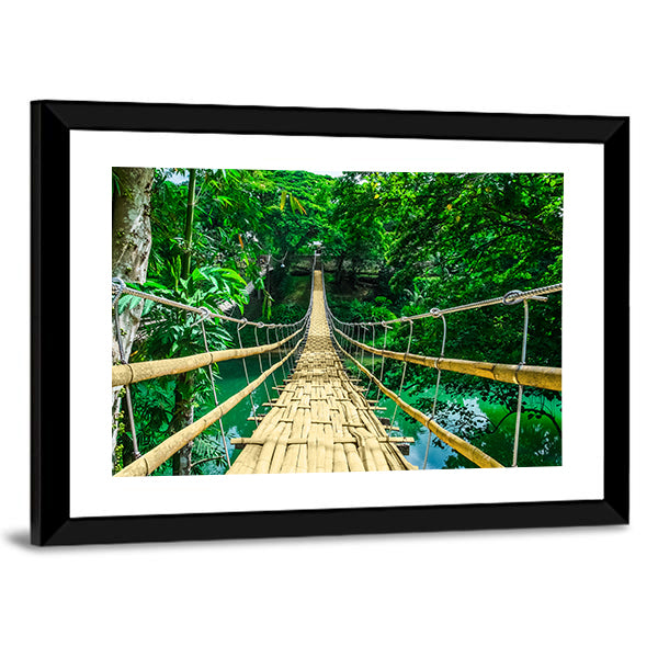 Bamboo Suspension Bridge Canvas Wall Art-3 Horizontal-Gallery Wrap-25" x 16"-Tiaracle