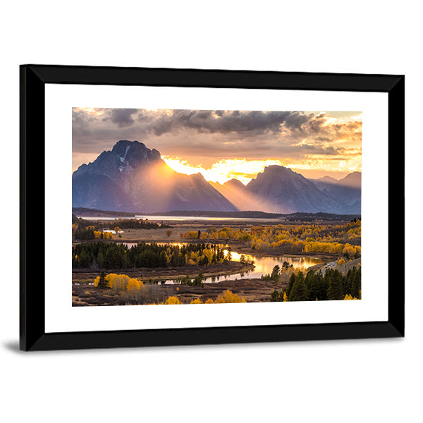 Grand Teton Sunrise Over River Valley Canvas Wall Art
