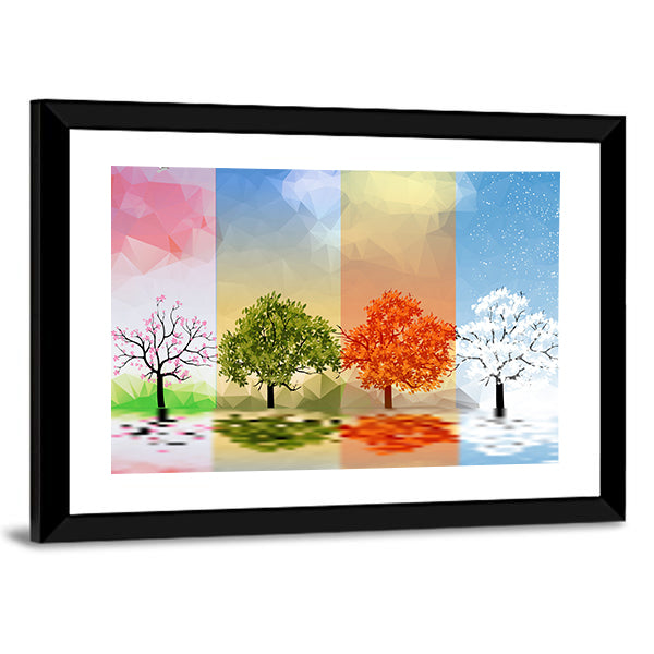 Four Seasons Geometric Landscape Canvas Wall Art
