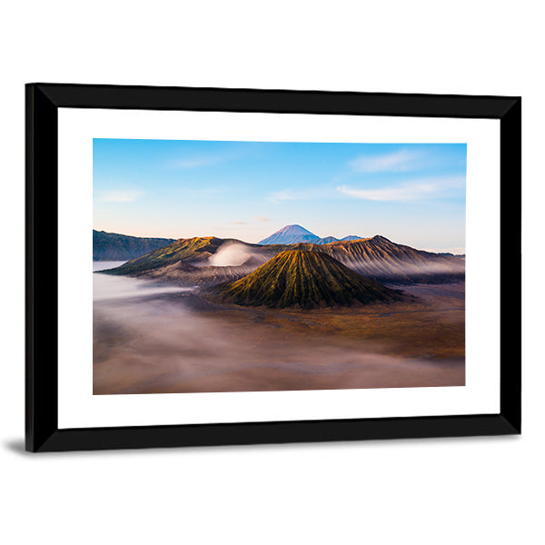 Mist On Mount Bromo Canvas Wall Art-1 Piece-Framed Print-20" x 16"-Tiaracle