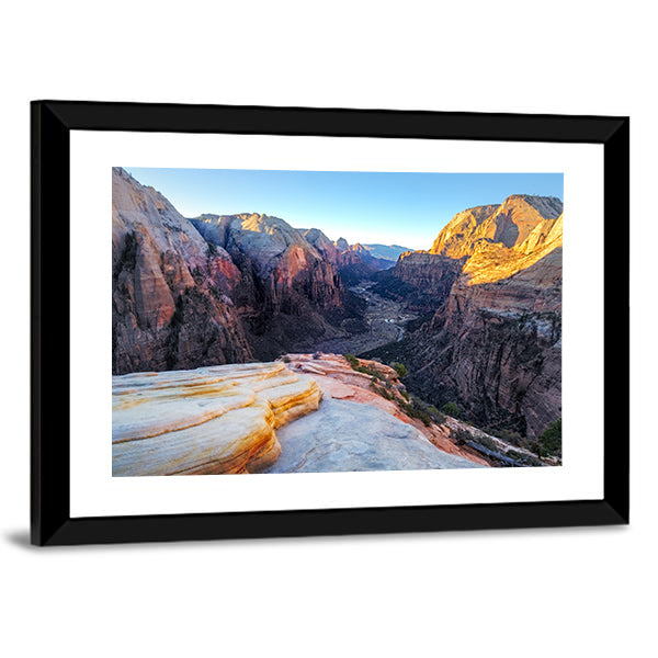 Mountain Valley In Zion Canvas Wall Art-1 Piece-Framed Print-20" x 16"-Tiaracle