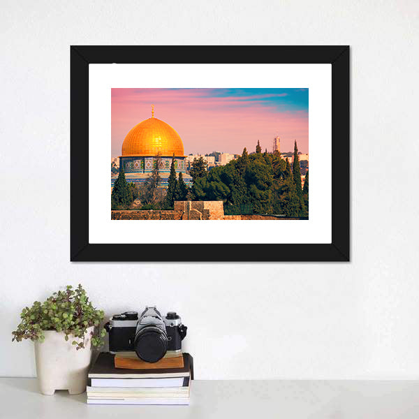 Dome Of Jerusalem Canvas Wall Art-5 Horizontal-Gallery Wrap-22" x 12"-Tiaracle