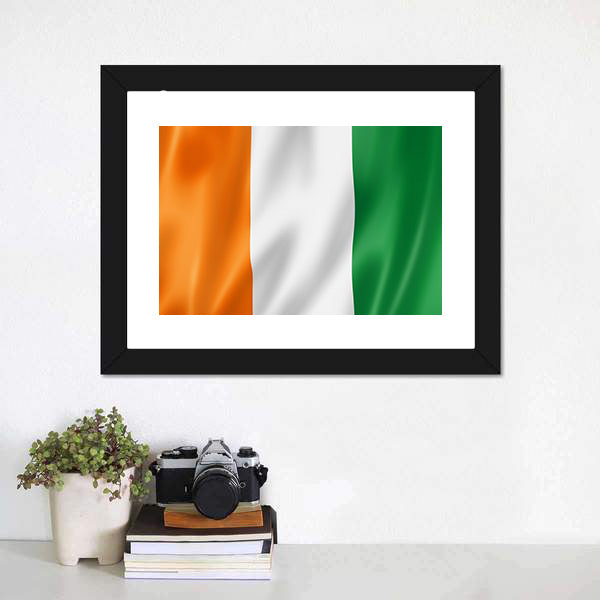 Ivory Coast Flag with Rippling Fabric Canvas Wall Art
