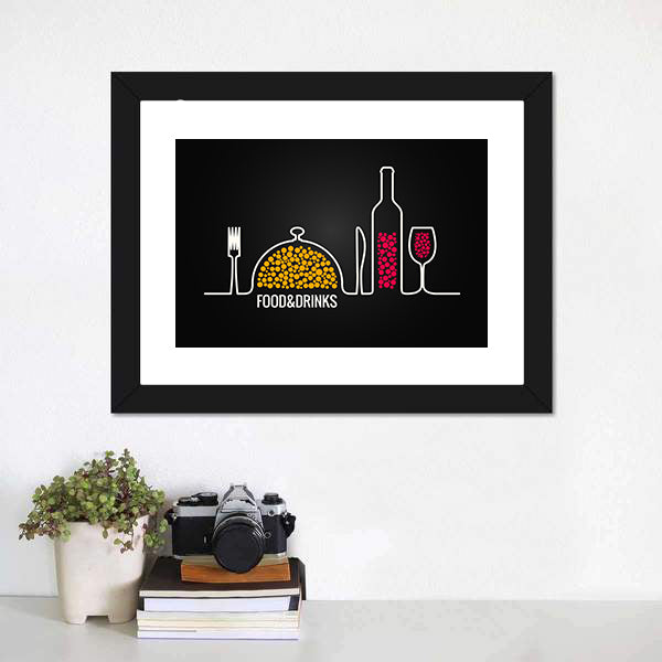 Food & Drinks Menu Line Canvas Wall Art