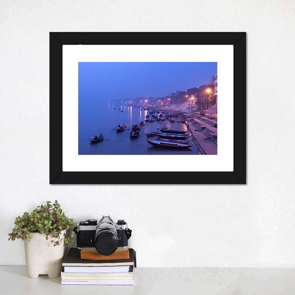 Morning On Ganges River Canvas Wall Art-5 Horizontal-Gallery Wrap-22" x 12"-Tiaracle