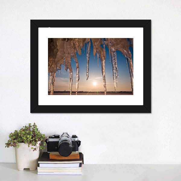 Ice With Icicle Sky Canvas Wall Art-5 Horizontal-Gallery Wrap-22" x 12"-Tiaracle