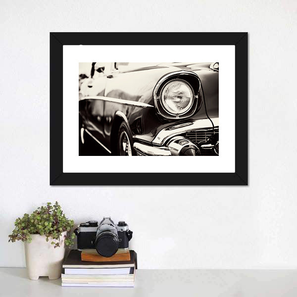 Classic Car Headlight Canvas Wall Art-3 Horizontal-Gallery Wrap-25" x 16"-Tiaracle
