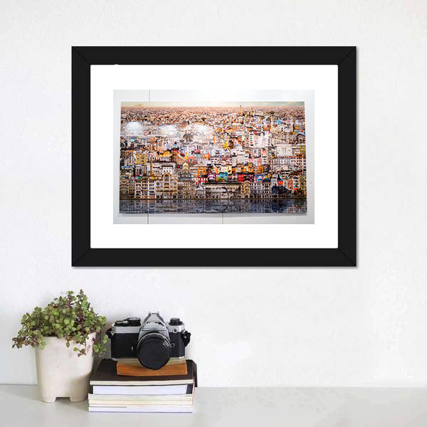 Istanbul Skyline with Water Reflection Canvas Wall Art