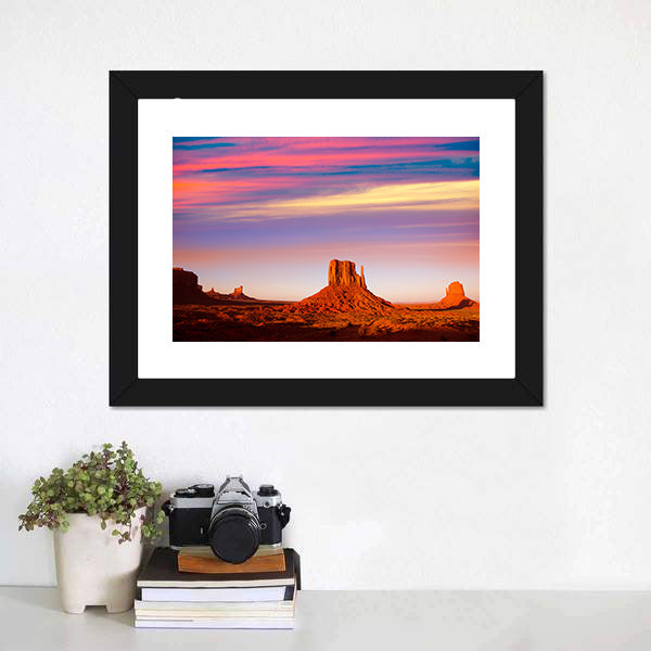 Monument Valley At Sunset Canvas Wall Art-5 Horizontal-Gallery Wrap-22" x 12"-Tiaracle