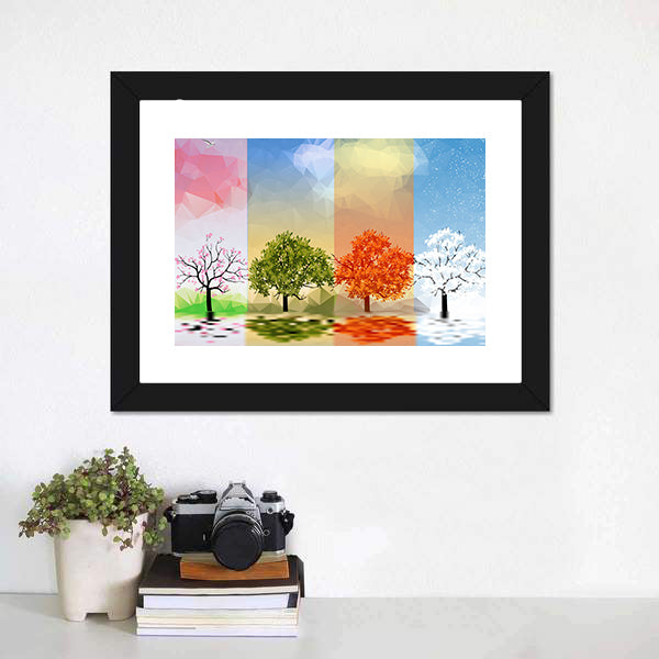Four Seasons Geometric Landscape Canvas Wall Art