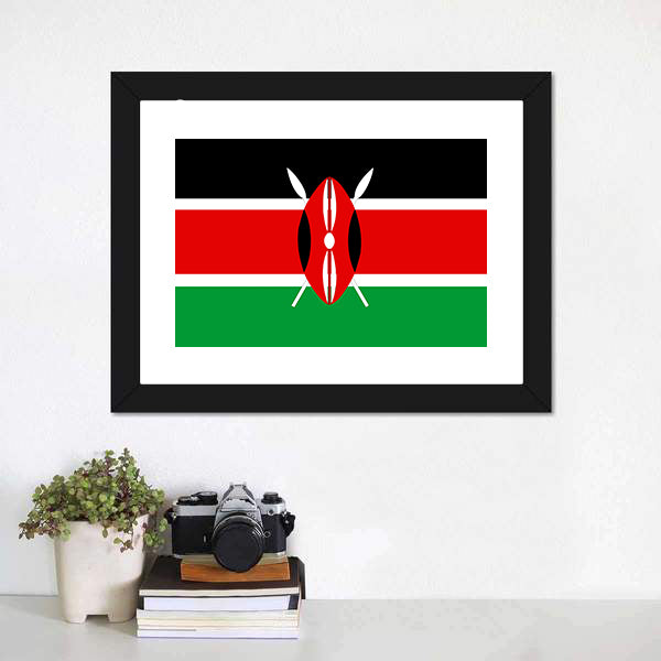 Flag Of Kenya Illustration Canvas Wall Art-5 Horizontal-Gallery Wrap-22" x 12"-Tiaracle