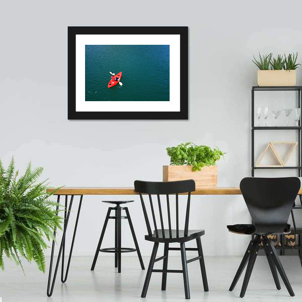 Kayaking in Calm Ocean Waters Canvas Wall Art
