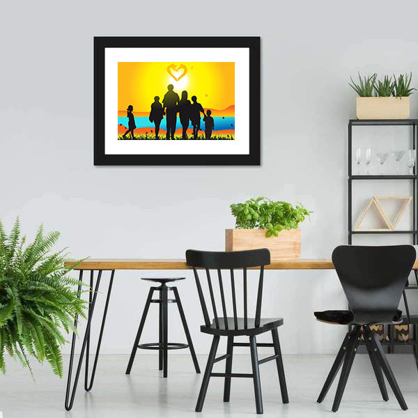 Happy Family Walks On Nature Canvas Wall Art-5 Horizontal-Gallery Wrap-22" x 12"-Tiaracle