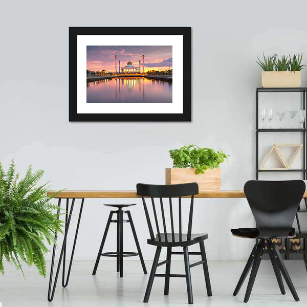 Songkhla Mosque Sunset Reflection Canvas Wall Art