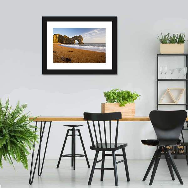Durdle Door Natural Rock Arch In Dorset England Canvas Wall Art-5 Horizontal-Gallery Wrap-22" x 12"-Tiaracle
