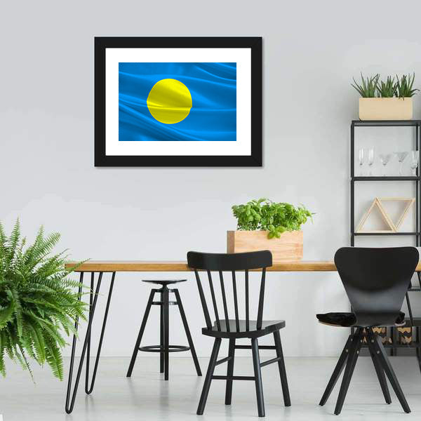Flag Of Palau Canvas Wall Art-5 Horizontal-Gallery Wrap-22" x 12"-Tiaracle