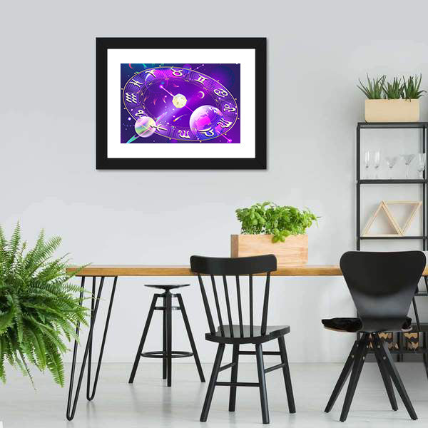 Horoscope Circle Canvas Wall Art-5 Horizontal-Gallery Wrap-22" x 12"-Tiaracle