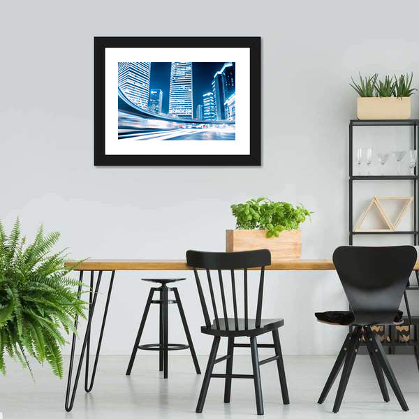 Fast Moving Cars at Night Canvas Wall Art