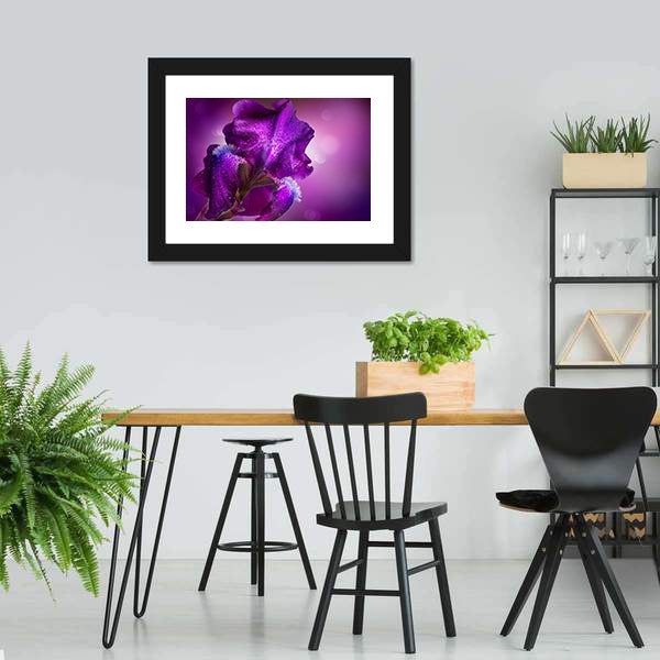 Elegant Purple Iris Macro Photography Canvas Wall Art