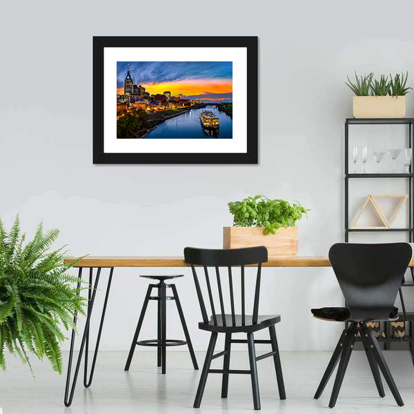 Nashville Skyline with Paddlewheel Boat Canvas Wall Art