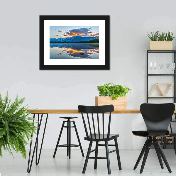 Morning In Edith Lake Canvas Wall Art-3 Horizontal-Gallery Wrap-25" x 16"-Tiaracle