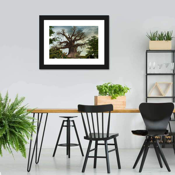 Enchanted Giant Tree with Winding Path Canvas Wall Art