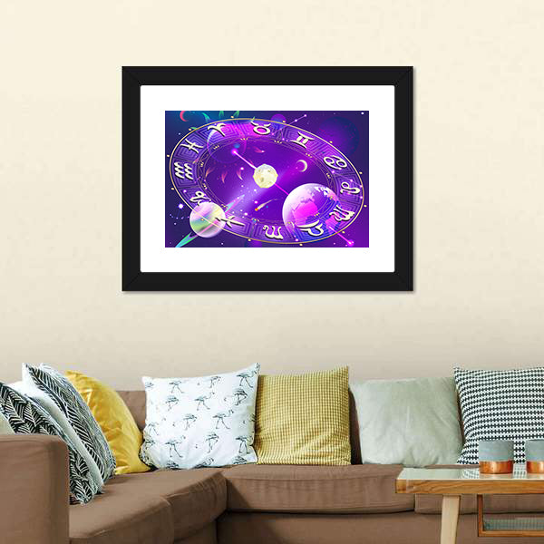 Horoscope Circle Canvas Wall Art-5 Horizontal-Gallery Wrap-22" x 12"-Tiaracle
