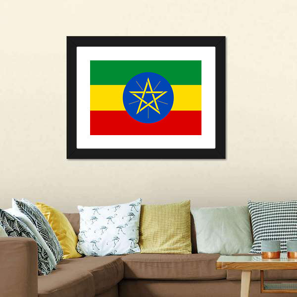 Flag Of Ethiopia Canvas Wall Art-5 Horizontal-Gallery Wrap-22" x 12"-Tiaracle