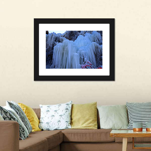 Ice Waterfall in Winter Canvas Wall Art