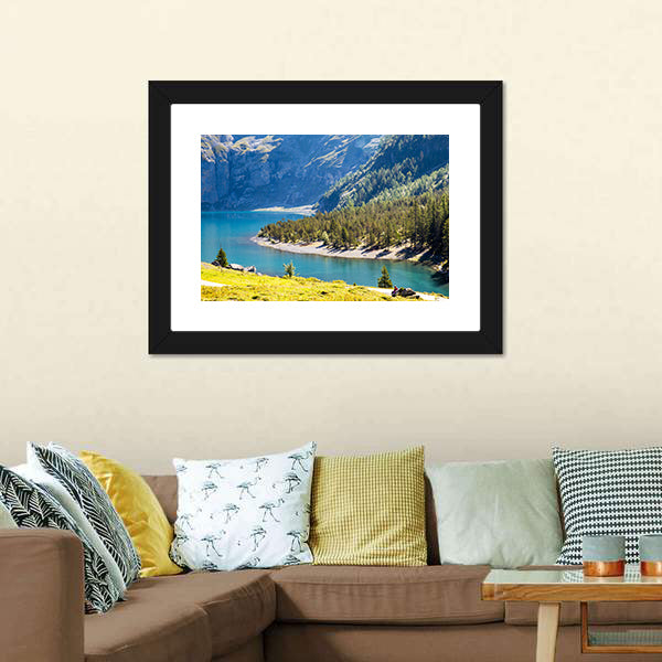 Oeschinen Lake Canvas Wall Art-5 Horizontal-Gallery Wrap-22" x 12"-Tiaracle