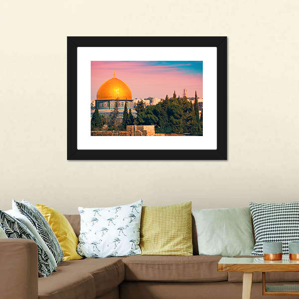Dome Of Jerusalem Canvas Wall Art-5 Horizontal-Gallery Wrap-22" x 12"-Tiaracle