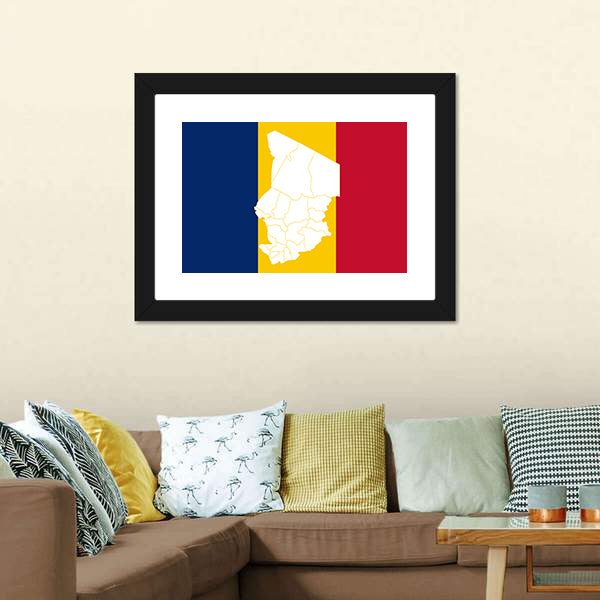 Map In Chad Flag Canvas Wall Art-5 Horizontal-Gallery Wrap-22" x 12"-Tiaracle