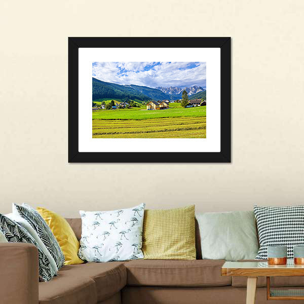 Austrian Village & Meadows Canvas Wall Art-3 Horizontal-Gallery Wrap-25" x 16"-Tiaracle