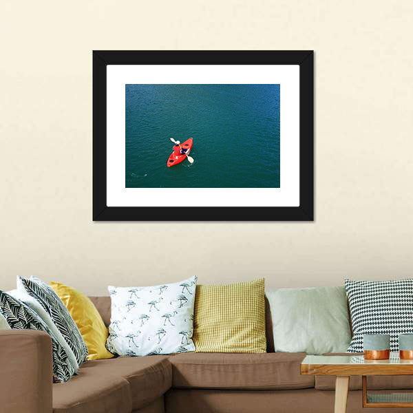 Kayaking in Calm Ocean Waters Canvas Wall Art