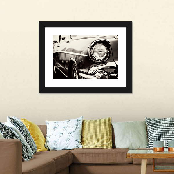Classic Car Headlight Canvas Wall Art-3 Horizontal-Gallery Wrap-25" x 16"-Tiaracle