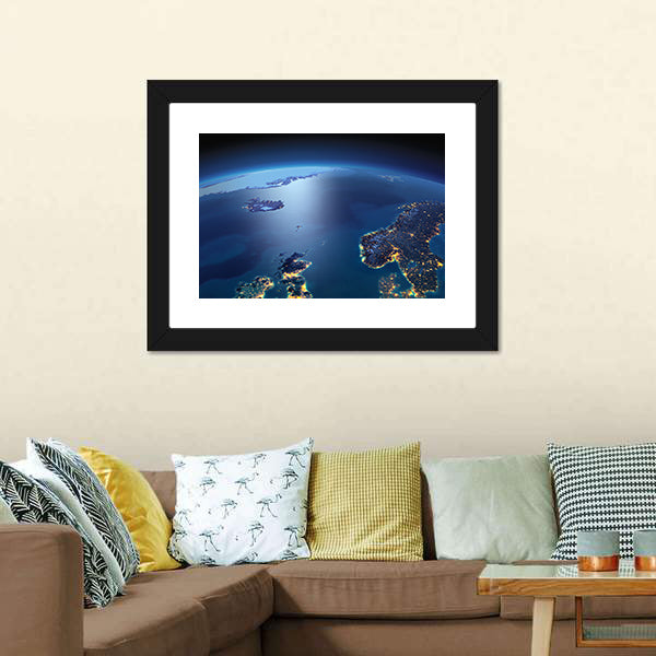 Earth at Night from Space Canvas Wall Art