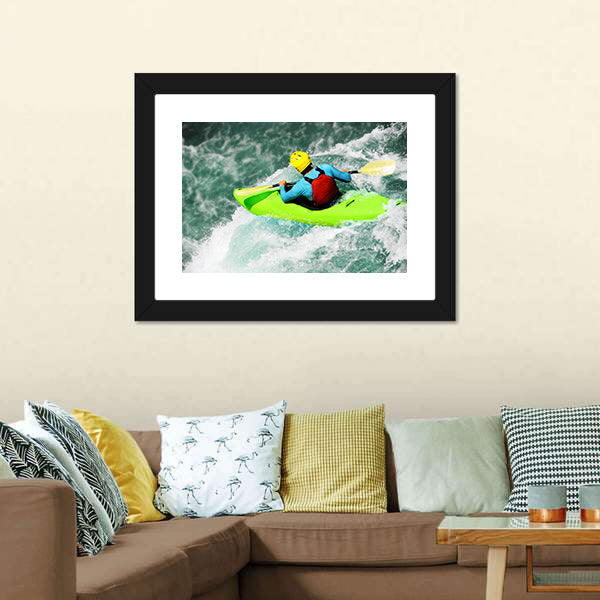 Kayaking in Extreme Fall Canvas Wall Art-5 Horizontal-Gallery Wrap-22" x 12"-Tiaracle