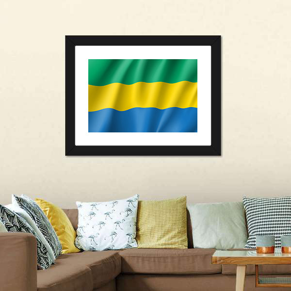 Gabon Flag Canvas Wall Art-5 Horizontal-Gallery Wrap-22" x 12"-Tiaracle