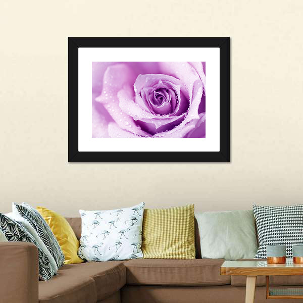 Abstract Purple Rose with Dew Drops Canvas Wall Art